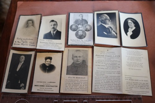 Neun alte sterbebilder - alte,