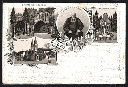 Lithographie arenberg kirche - lithographie, arenberg,