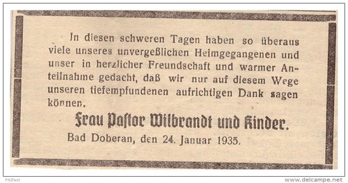 Todesanzeige 1935 pastor - todesanzeige,