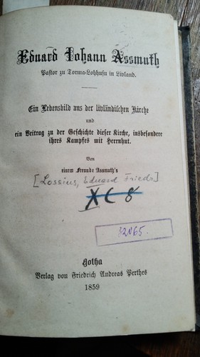 Eduard johann assmuth pastor - johann,